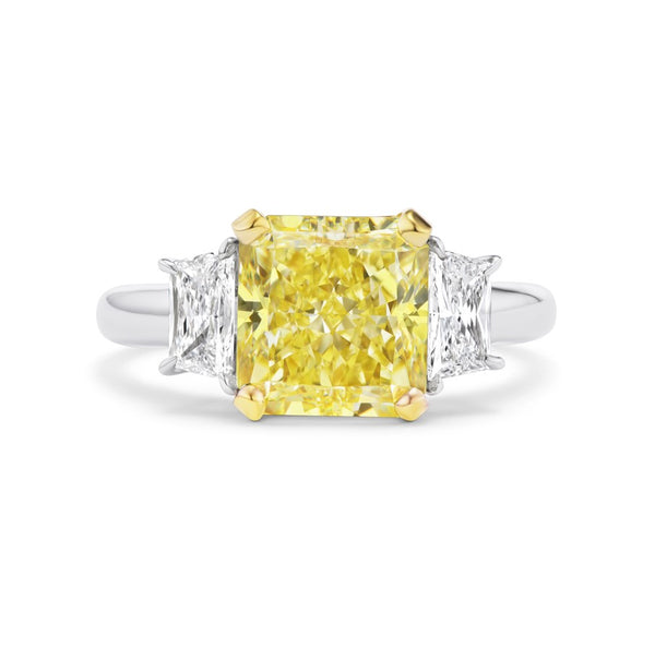 Radiant Cut Natural Fancy Yellow Diamond Ring